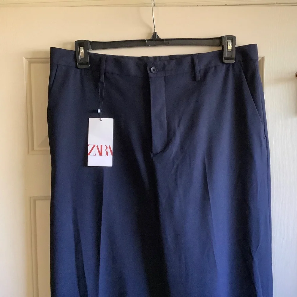 ZARA Suit Pants Slacks Navy Blue SZ 34/31